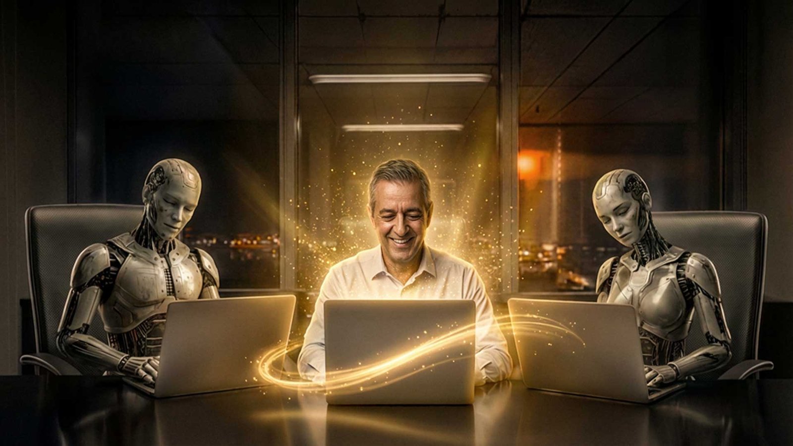 Profesional utilizando frameworks de Prompt Engineering para automatizar tareas en oficina